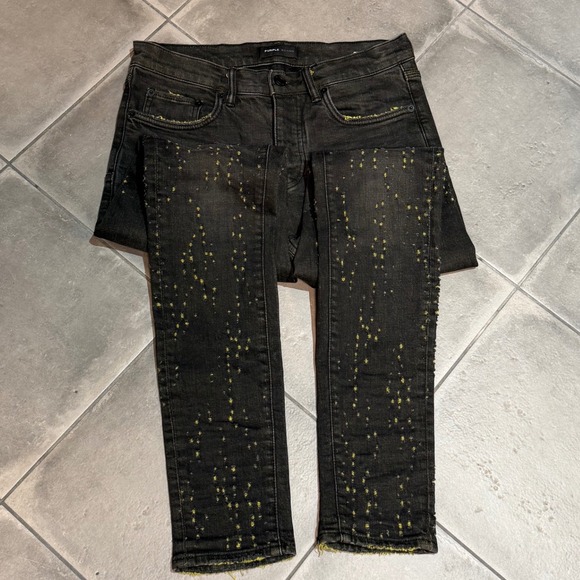 Purple Brand P001 Jeans | Black Wash w/ Yellow Contrast Weft | Mens 31 | NWOT‎ - Picture 3 of 13